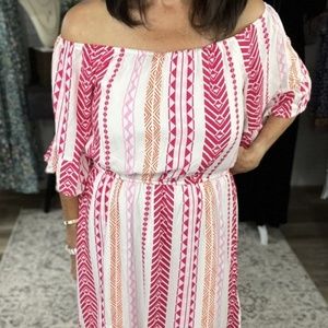 ANDREE STRIPE OFF-SHOULDER DRESS (S-L)